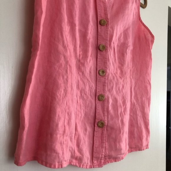 Linen Button Down Tank with Wooden Buttons - Picture 4 of 6